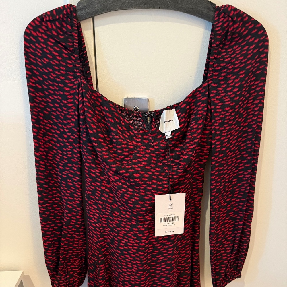 Reformation Mochi Red and Black Mini Dress. NWT